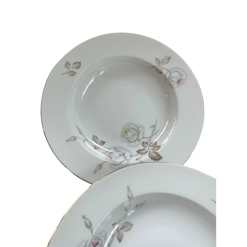 Johann Haviland Bavaria Sweetheart Rose Rimmed Soup Bowls‎ 8-1/4